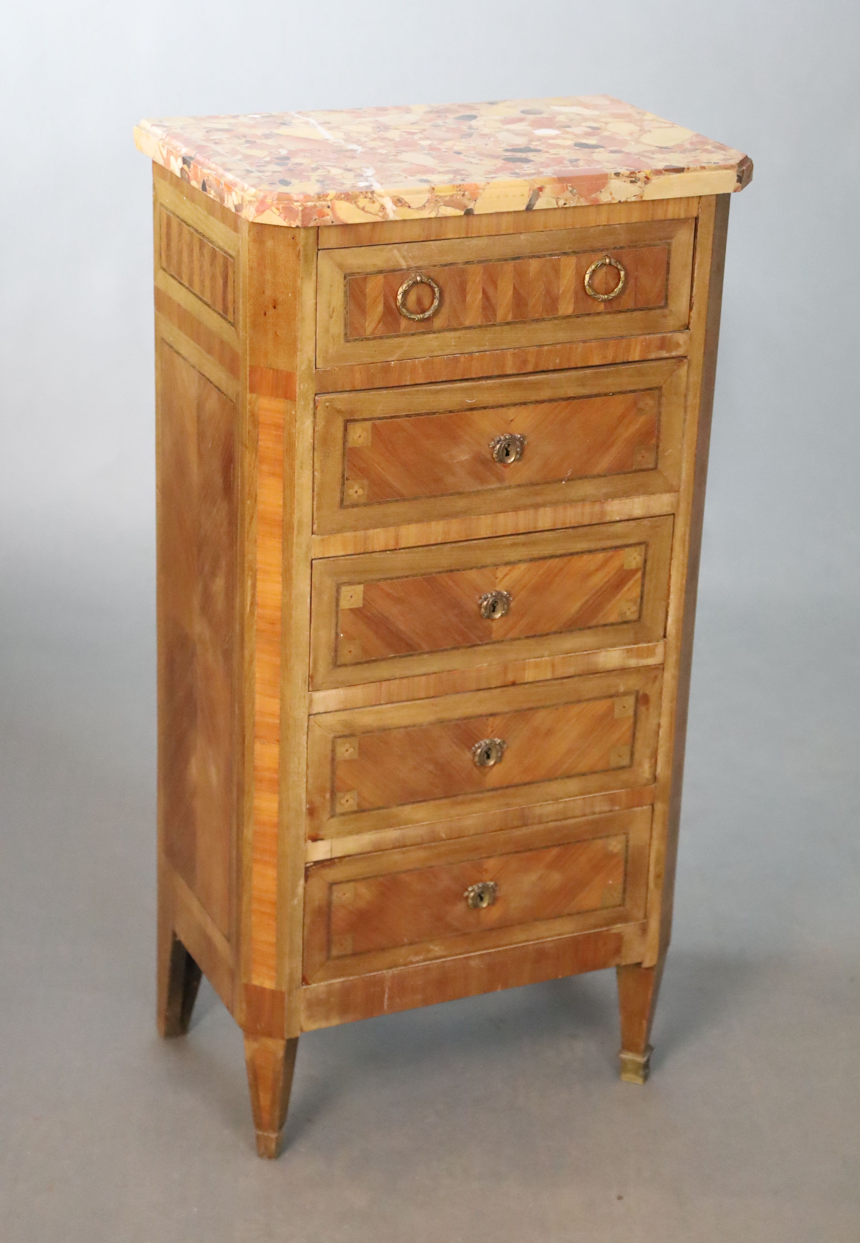 A Louis XVI style kingwood commode, W.47cm D.29.5cm H.104cm